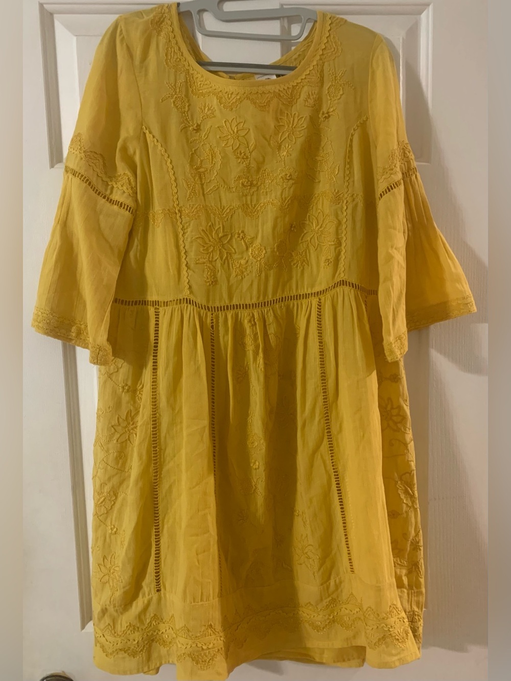 Anthropologie Yellow Embroidered Boho Tunic Dress S End of Season Sale!